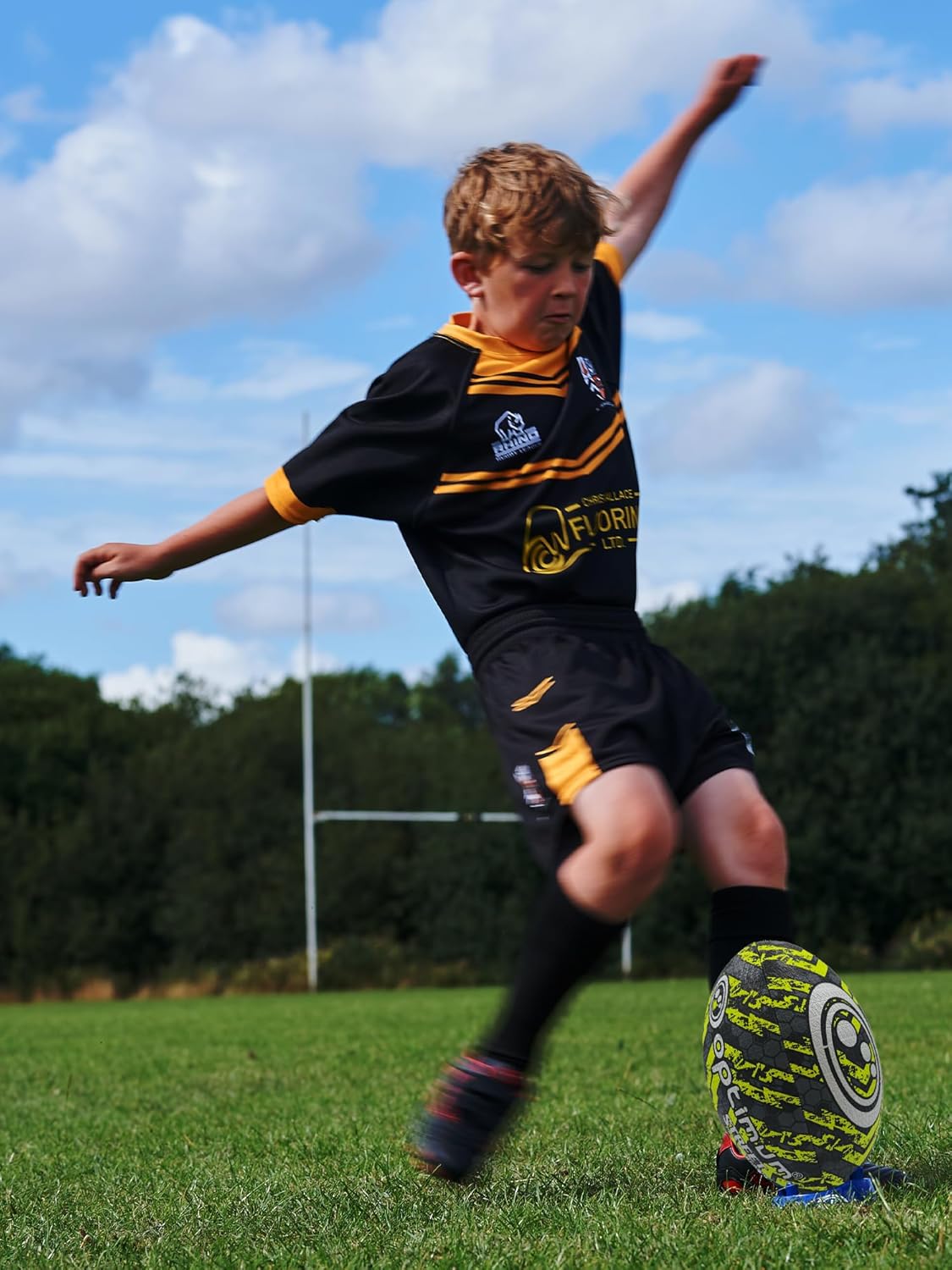 STREET RUGBY BALL - BLACK/YELLOW - SIZE 3 - Optimum